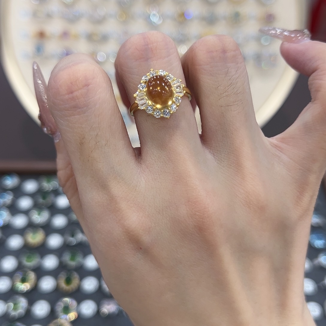 蛇纹石玉银S925镶嵌戒指