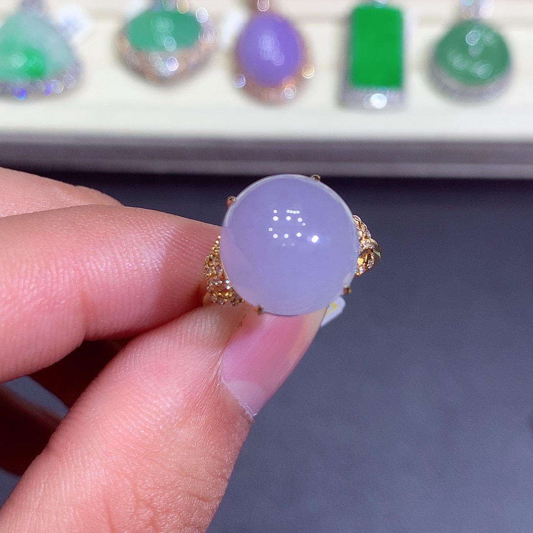 翡翠吊坠(不含链)18K金镶嵌