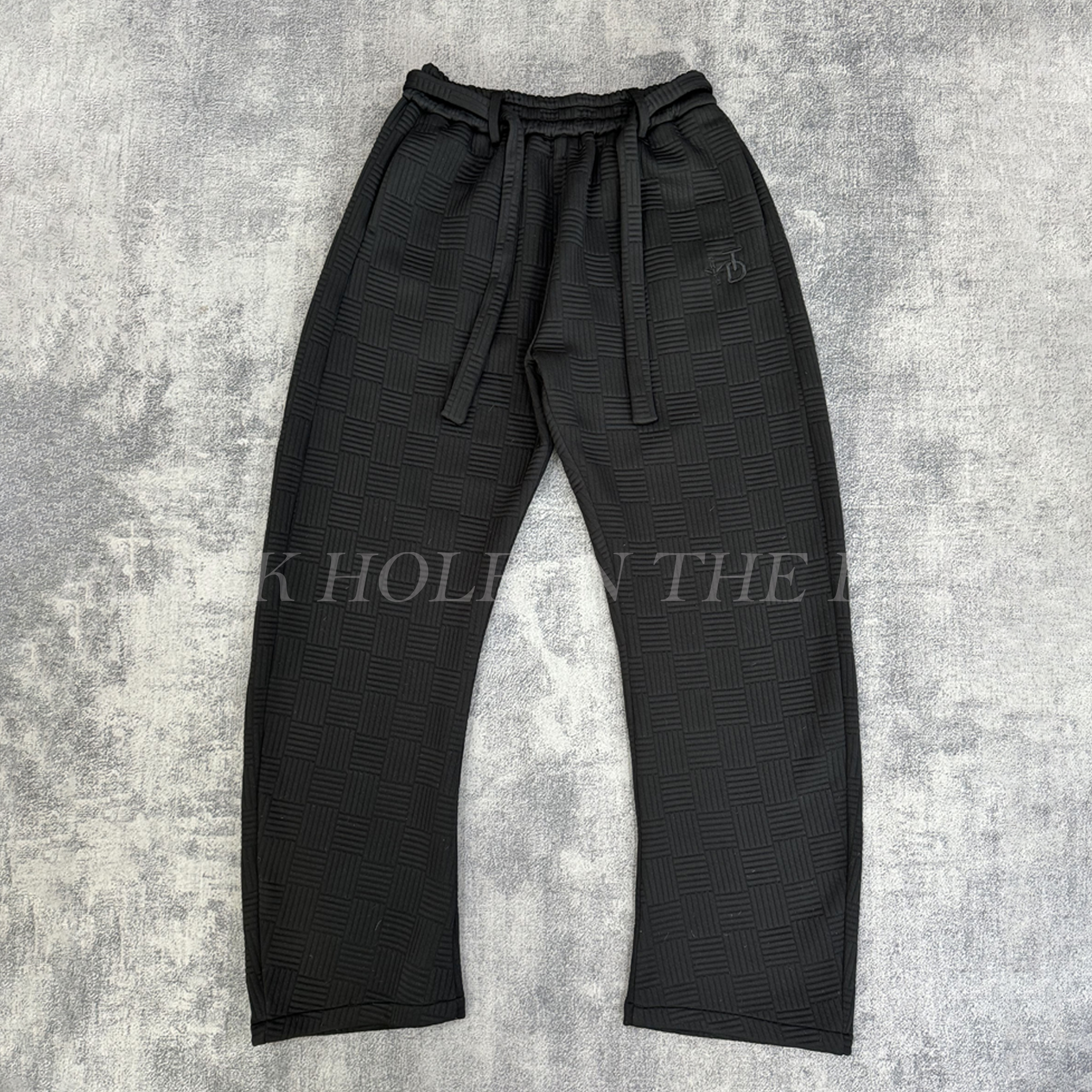 黑洞之眼第12季新款 重磅定制格纹亲肤肌理感加绒老钱弯刀休闲裤