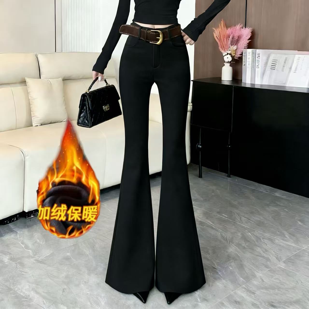 新款2025喇叭裤女韩版小众气质修身显瘦百搭时尚瘦腿裤子9958#