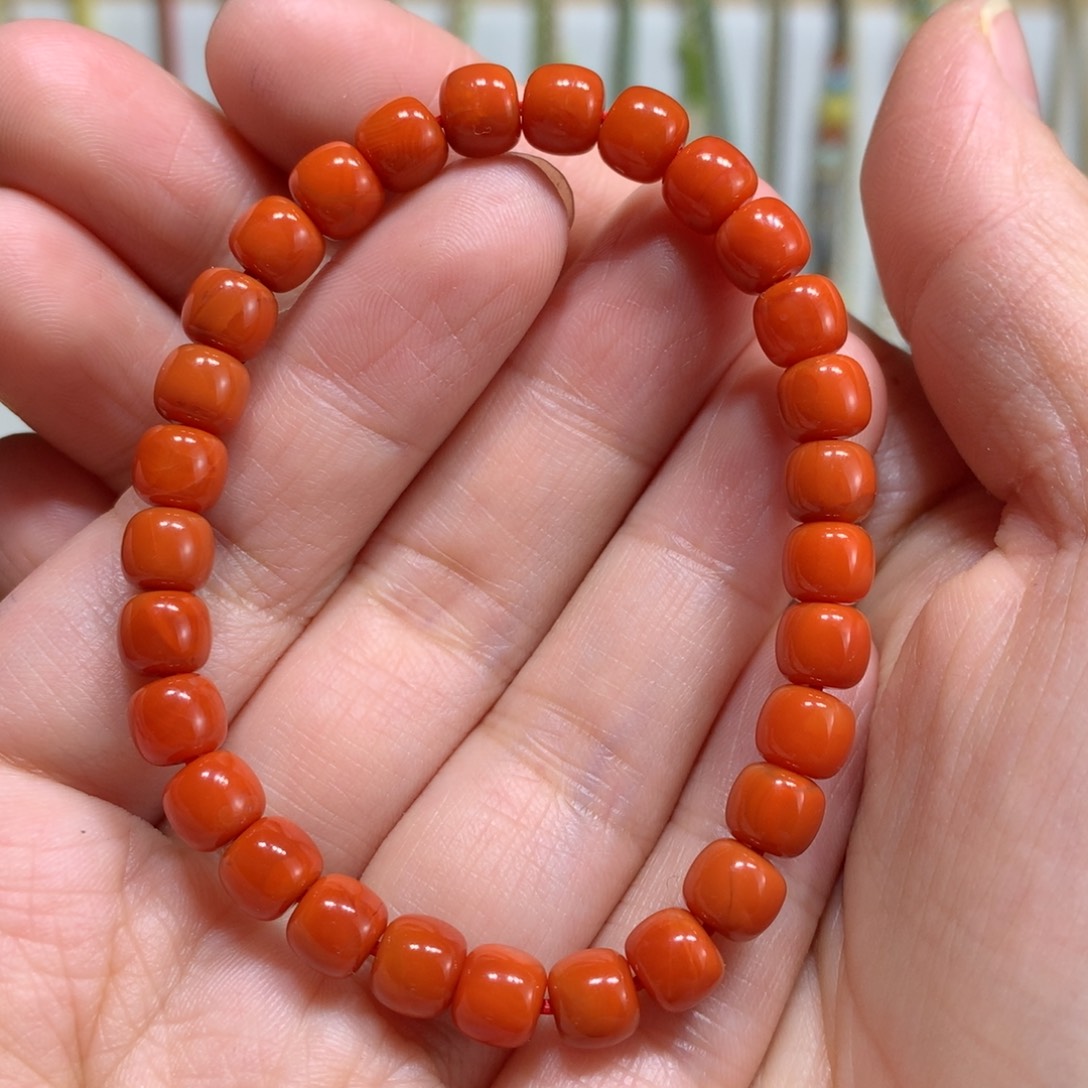 南红玛瑙手链未镶嵌6.5m m