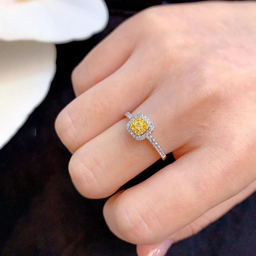 培育蓝宝石精品黄色宝石女戒s925简约戒指精致温柔浪漫日常通勤百