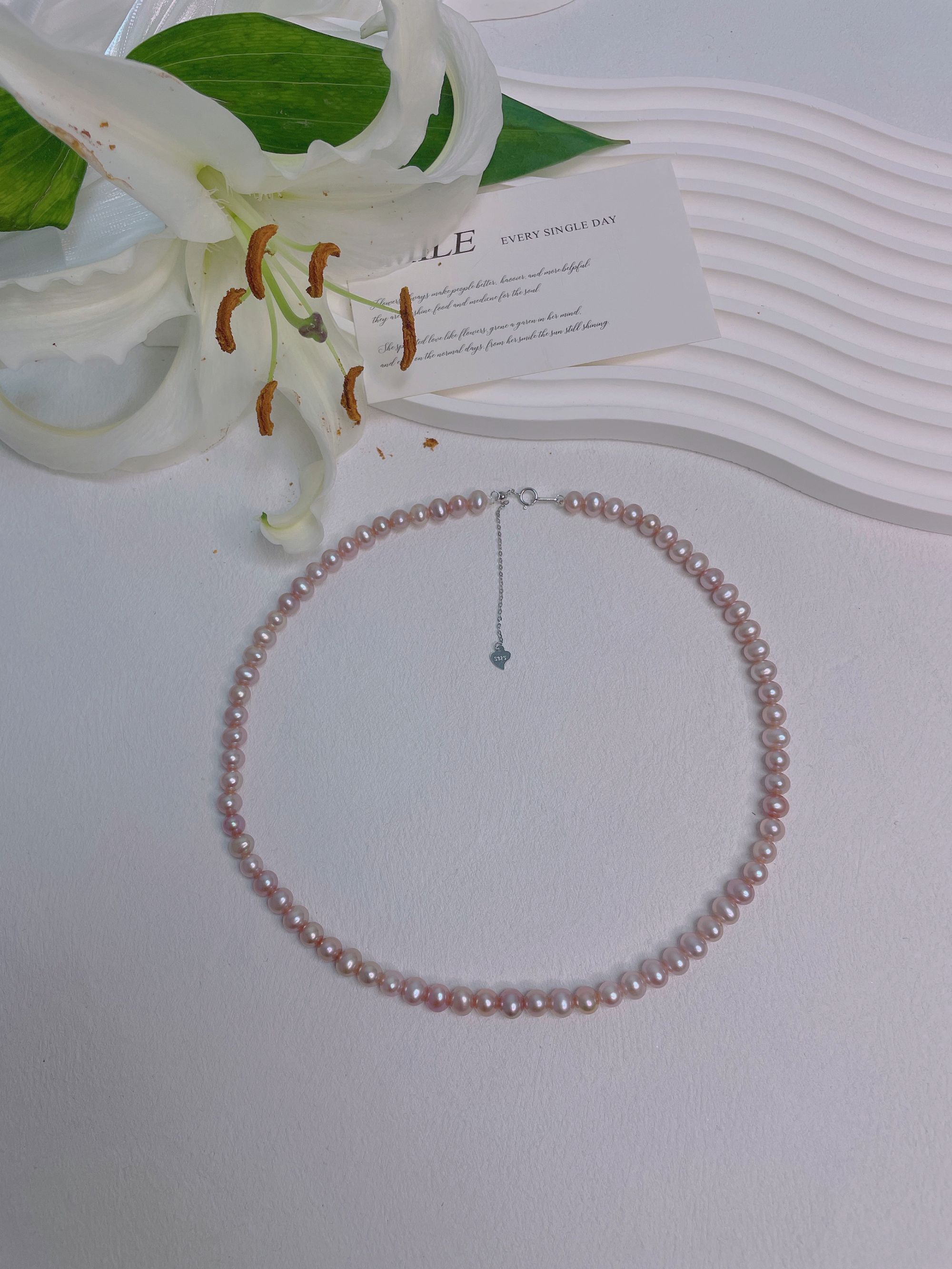 天然淡水珍珠A701#5-6MS925银天然珍珠饰品100%天然珍珠项链