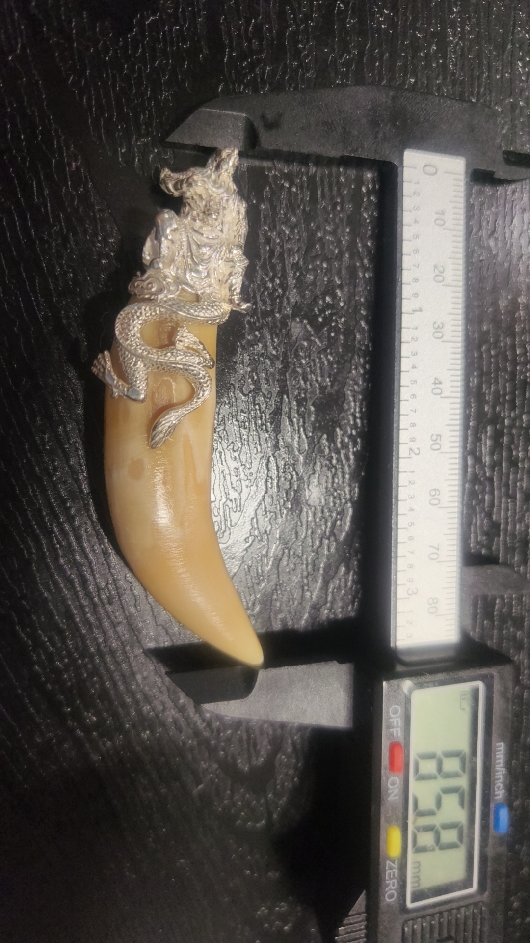 铜合金吊坠 骆驼牙又肥又老镶嵌纯银挂坠