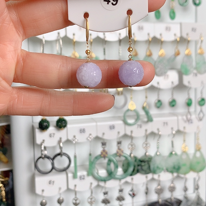 翡翠耳饰18K金镶嵌翡翠