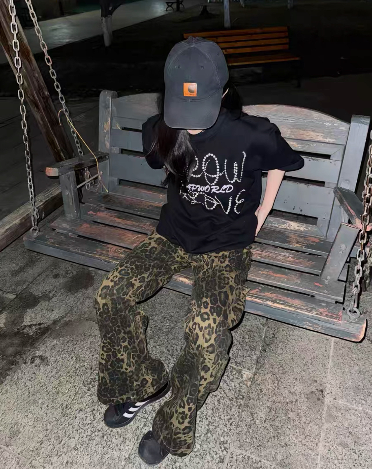 9395某饱99！销量3万+！ins家美式复古重水洗帆布豹纹休闲裤工装裤