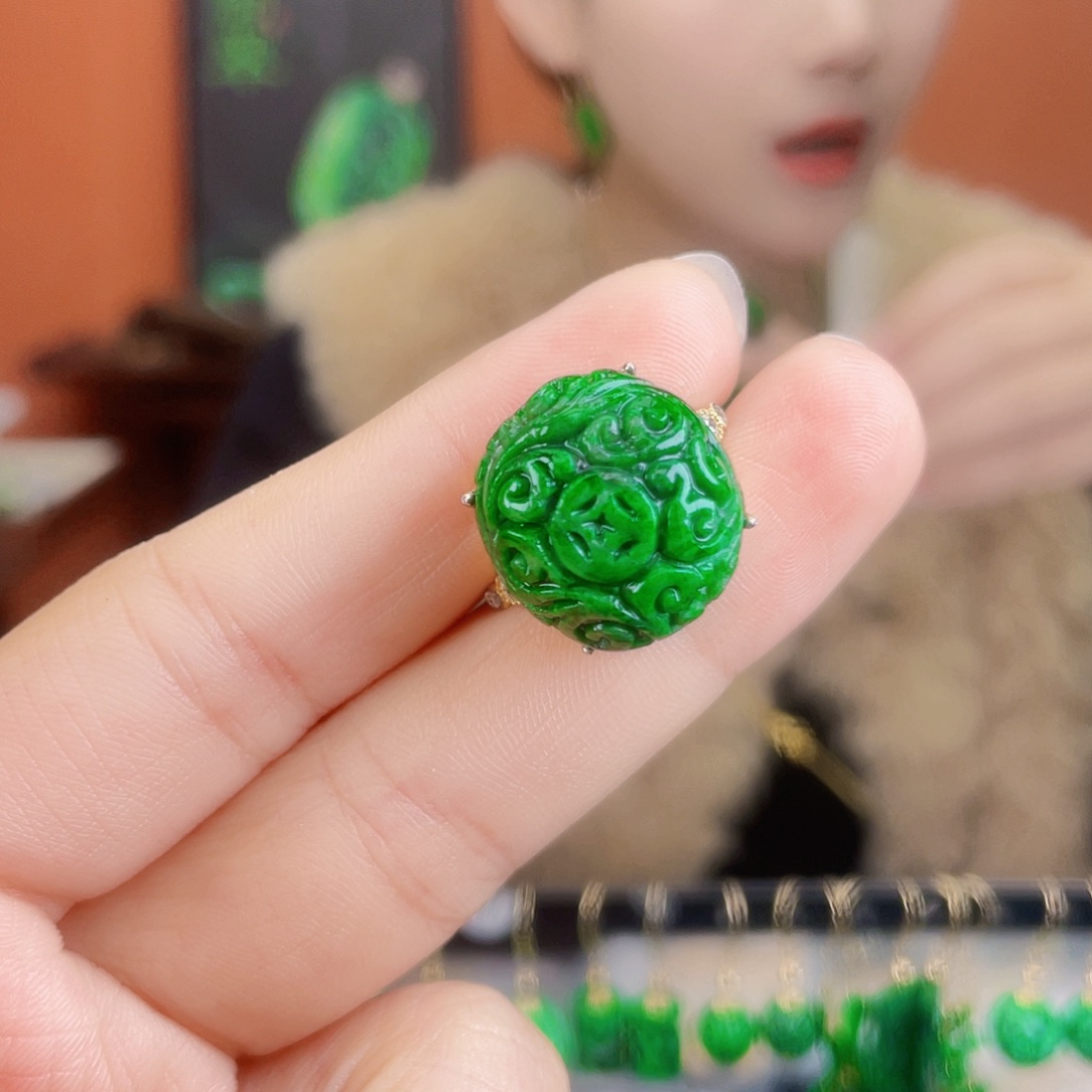 翡翠银S925镶嵌耳饰