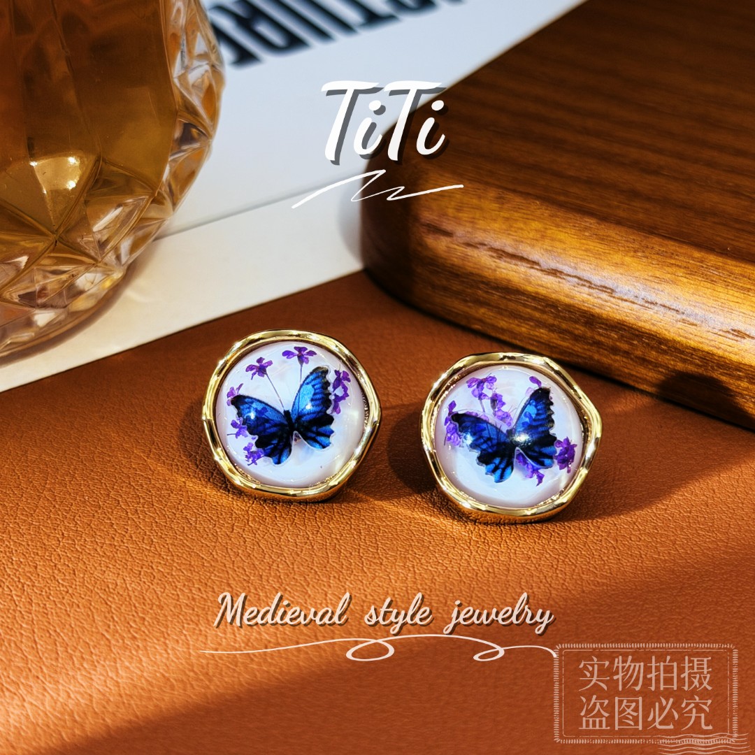 铜合金耳饰 HL052【TITI专属】清新文艺风立体爱心雏菊干花耳