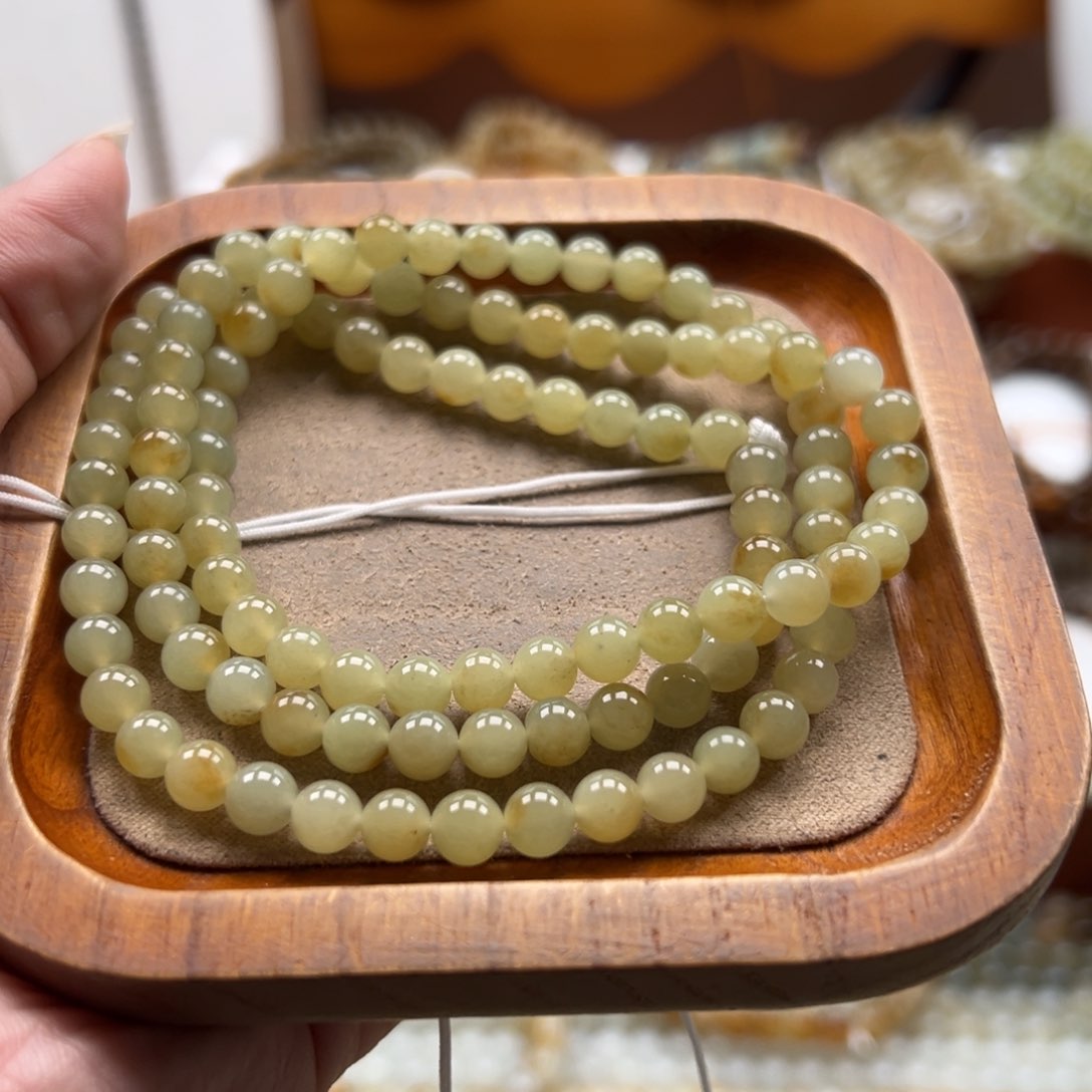 毛衣链未镶嵌和田玉珠串6mm