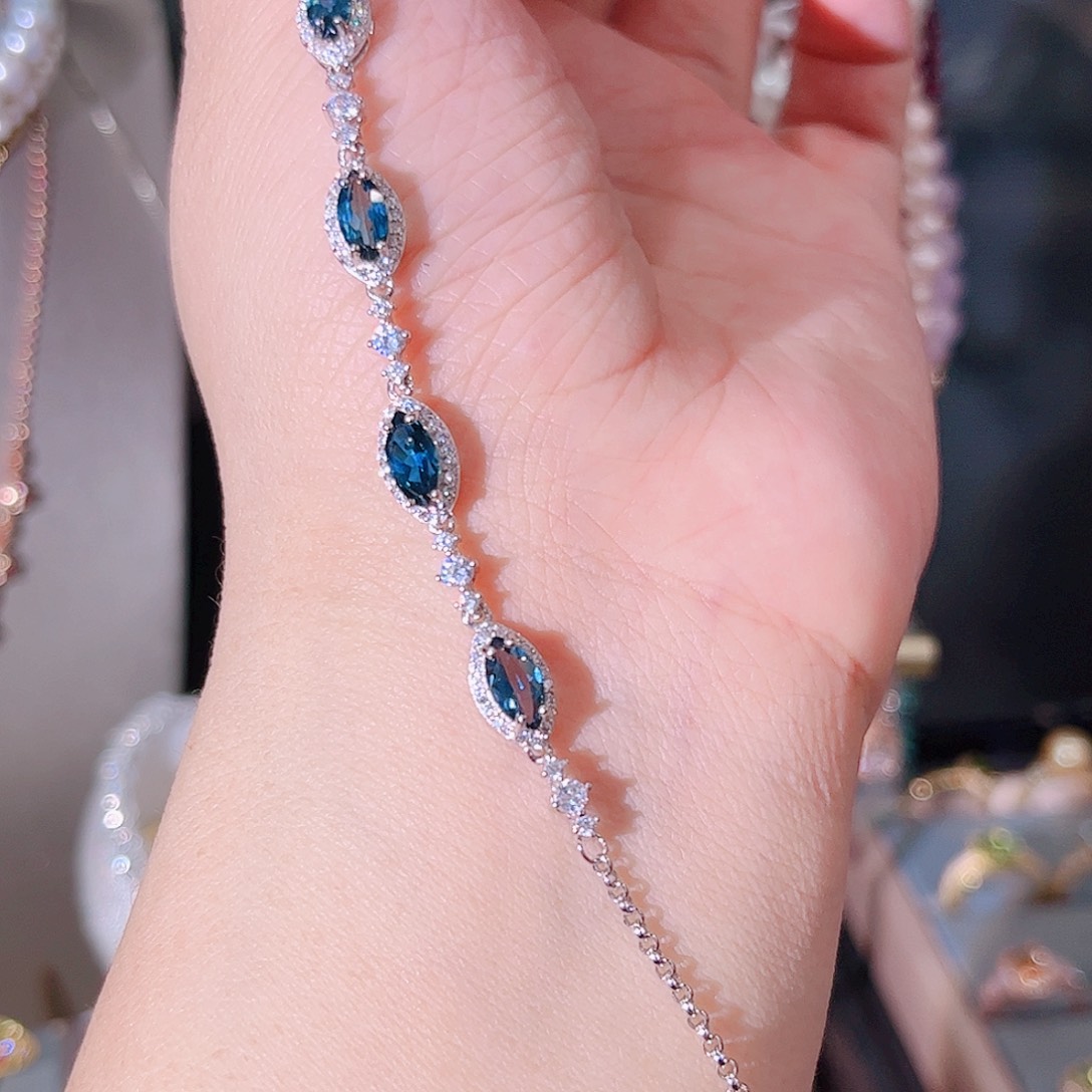 托帕石手链银S925镶嵌