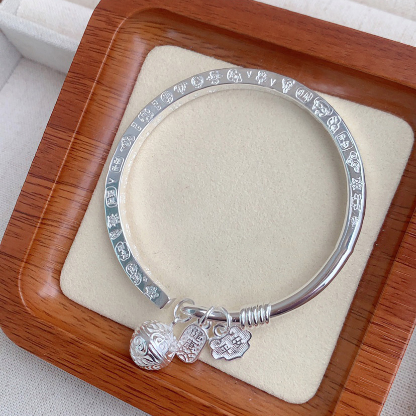 足银手镯 【吉言宫铃】平安健康国潮999.9足银手镯·开口可调节
