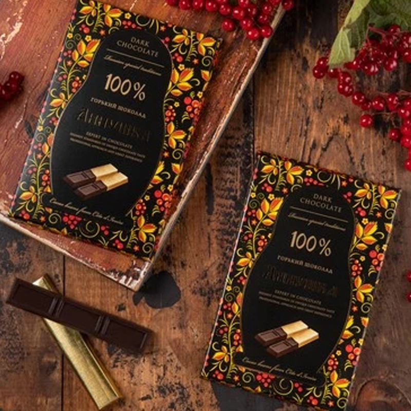 俄罗斯原装进口罗斯套娃100%黑巧克力100g/盒