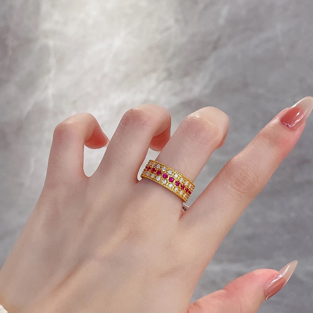 足金999 黄金首饰 5D镶嵌宽版 莫桑125戒指 轻奢时尚