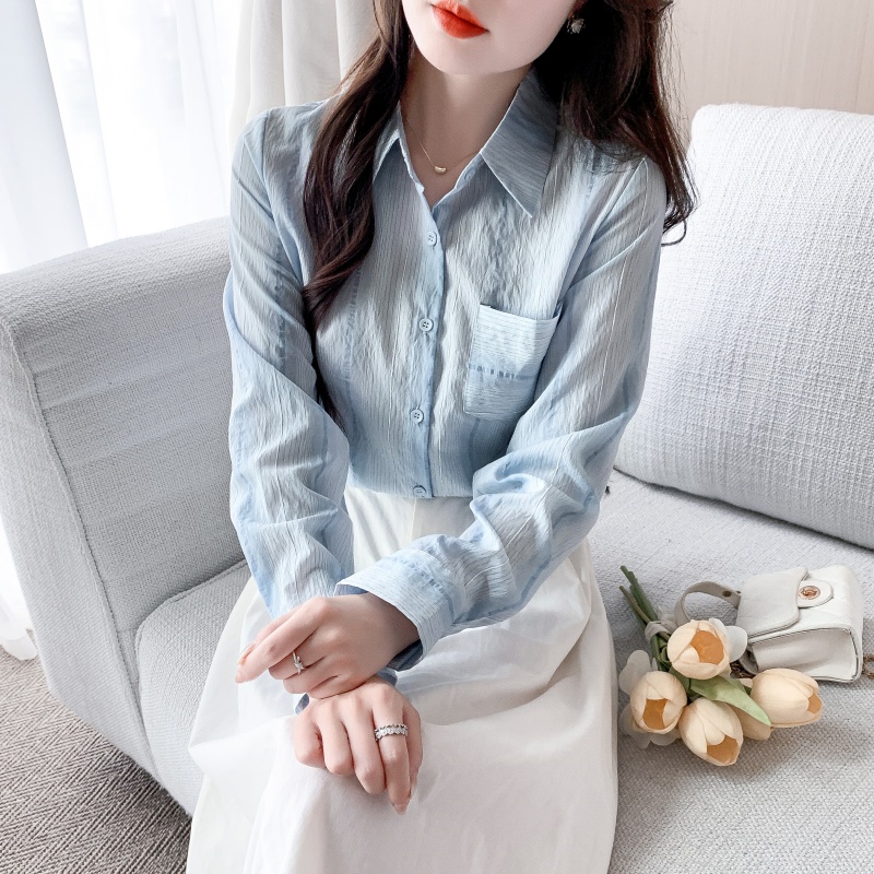 雪纺衬衫女设计感小众2025秋季新款韩版宽松长袖女士衬衣百搭上衣