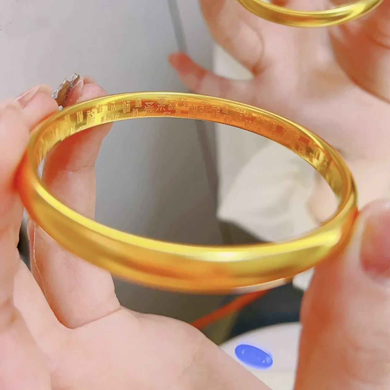 铜合金手镯 新中式百福心经泥鳅背女款精工亮面镯子