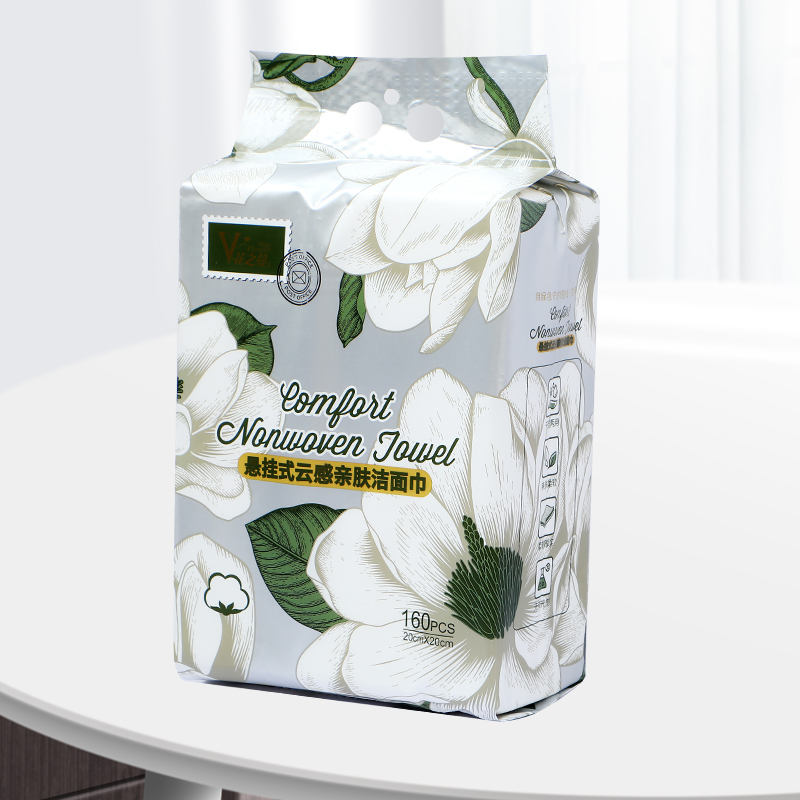 花之蔓壁挂抽洗脸巾天然亲肤棉柔清洁干湿两用160抽