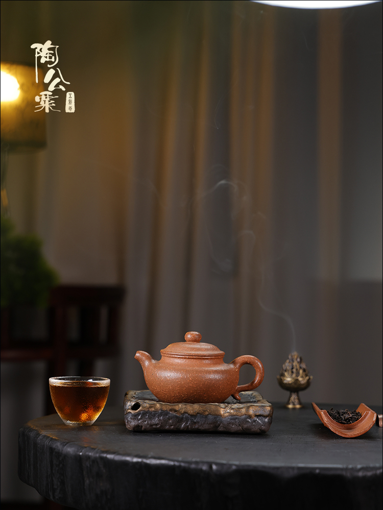 陶公粟原矿宝山红降坡8目粗砂《仿古》180cc手制精美紫砂壶