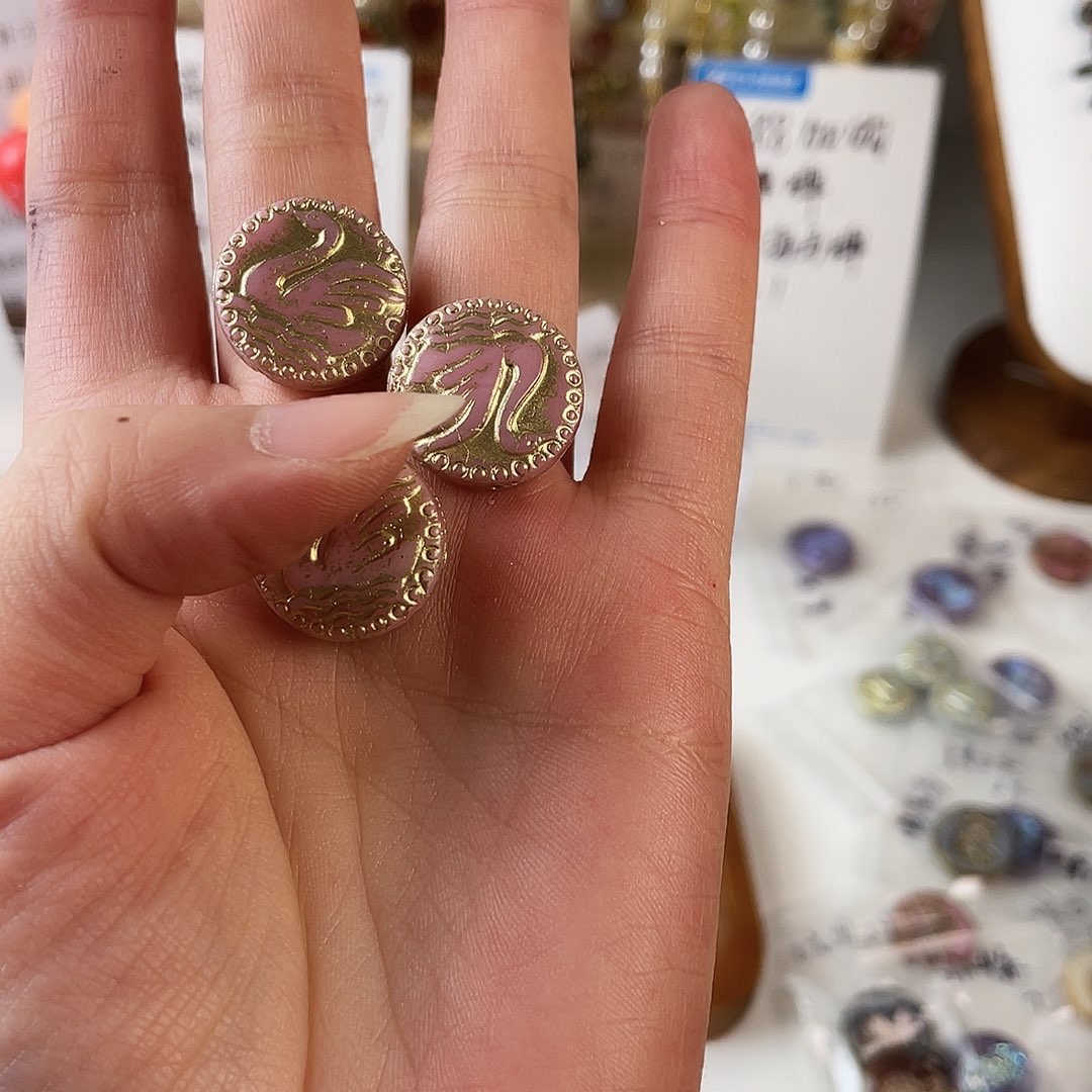 琉璃进口捷克粉色描金一个