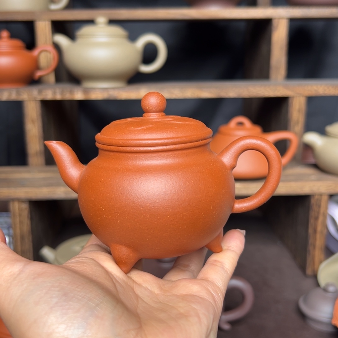 粤***G茶壶紫砂微瑕红降坡大斌如意150毫升