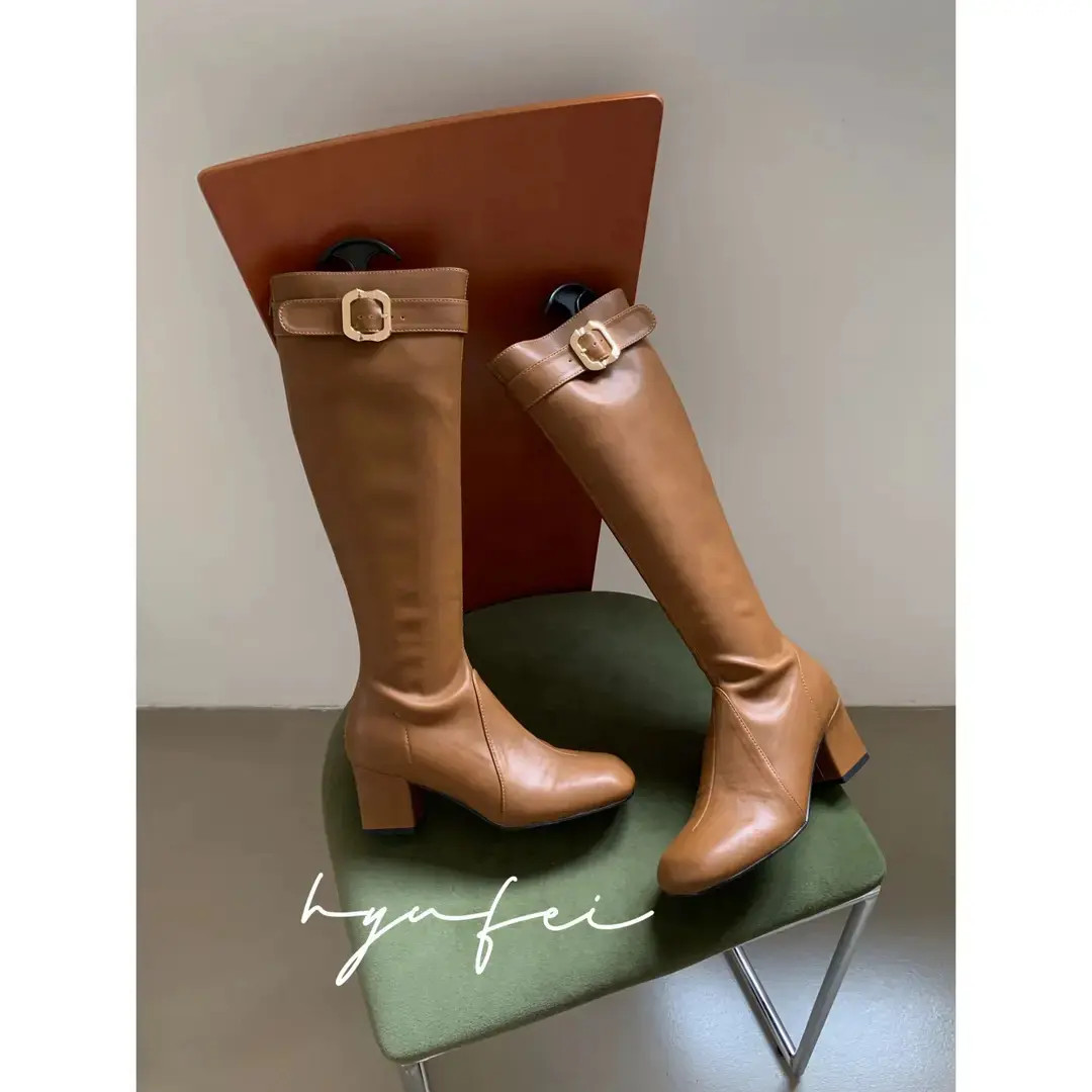 Hyufei秀场靴修饰腿型高跟靴增高6公分 19-16