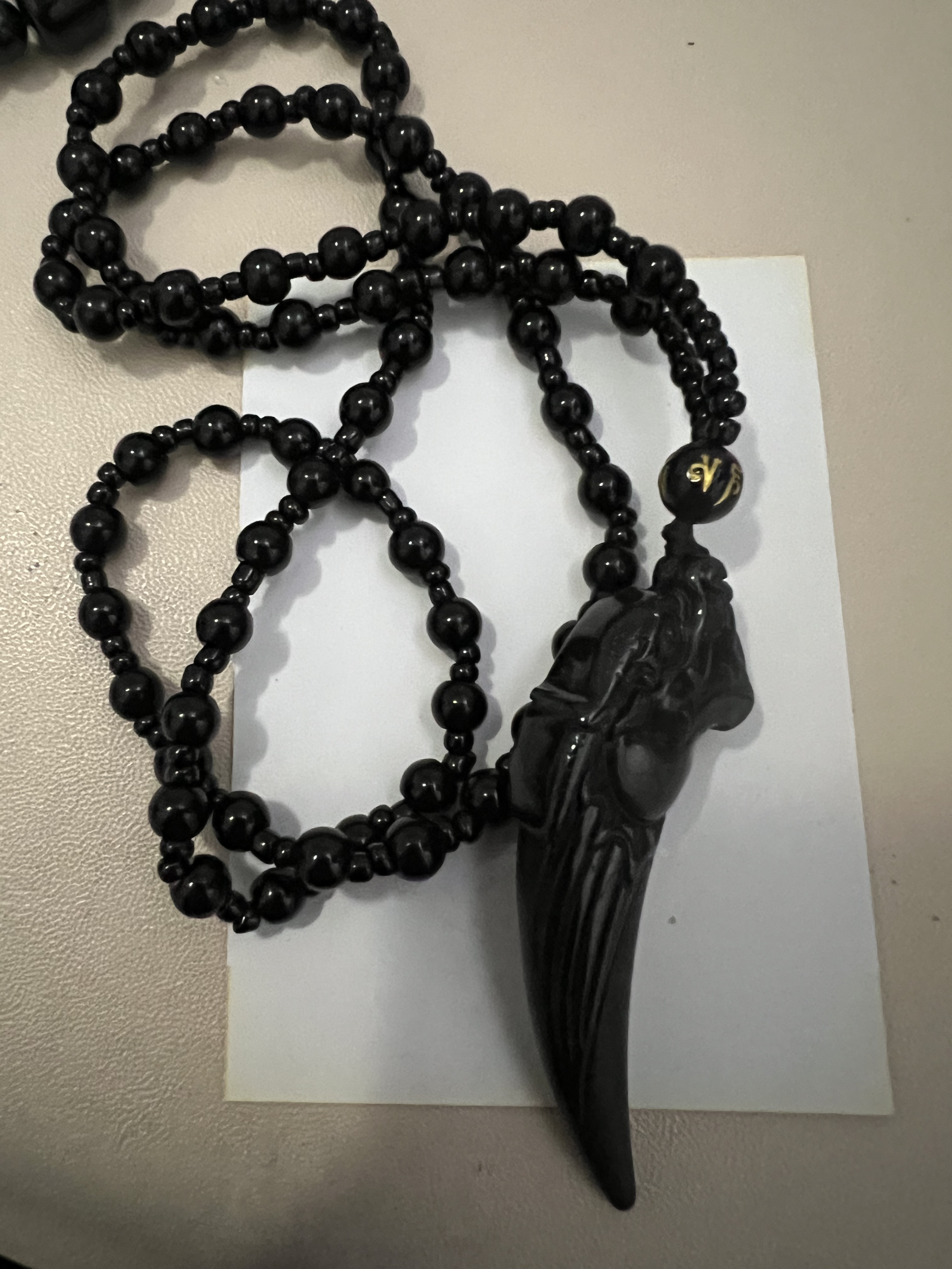 天然翡翠A货墨翠龙牙