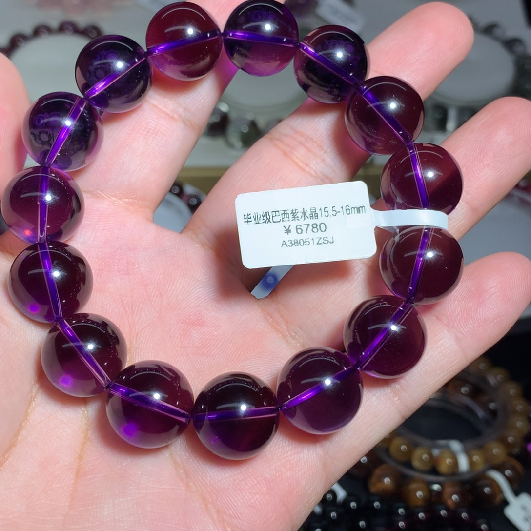 紫晶手链未镶嵌?**h天花板巴西紫水晶15.5mm