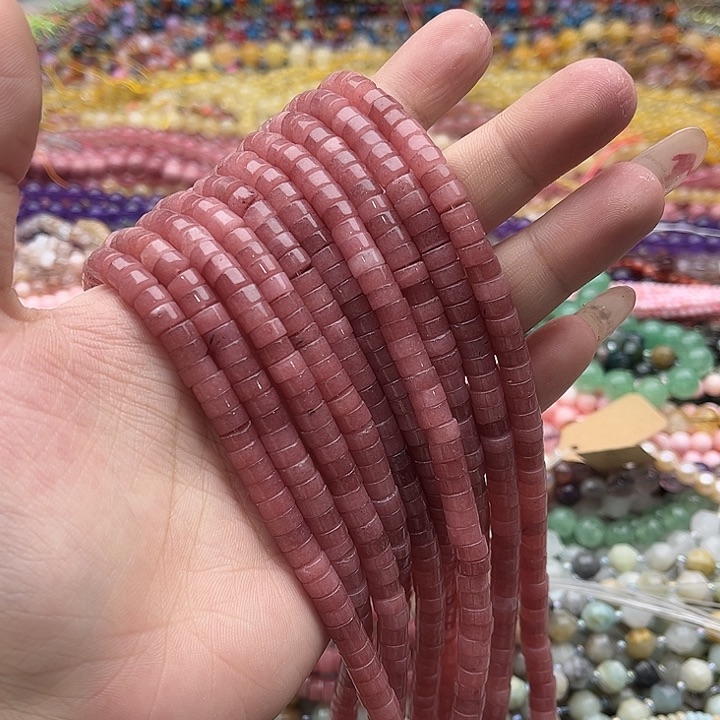 玛瑙/玉髓未镶嵌珠宝半成品一条6/3mm左右草莓晶直切