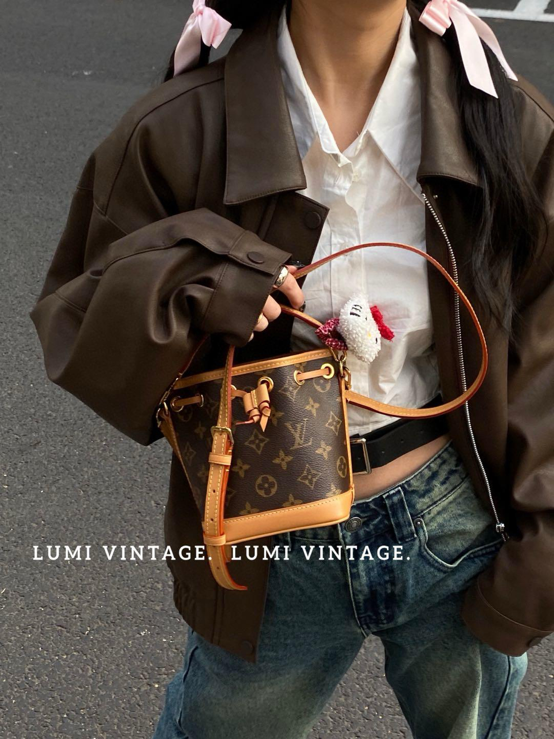 95新 LouisVuitton/路易威登 棕色老花neo水桶单肩包46882511