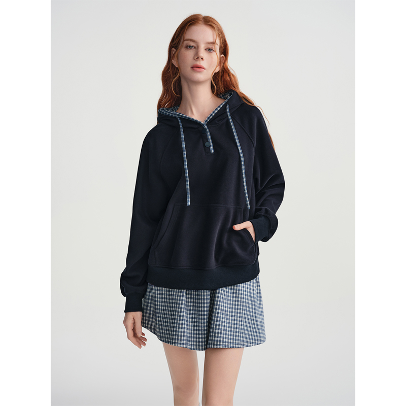 独束大码女装【松弛蓝调】-卫衣短裙时尚休闲套装25DS84507