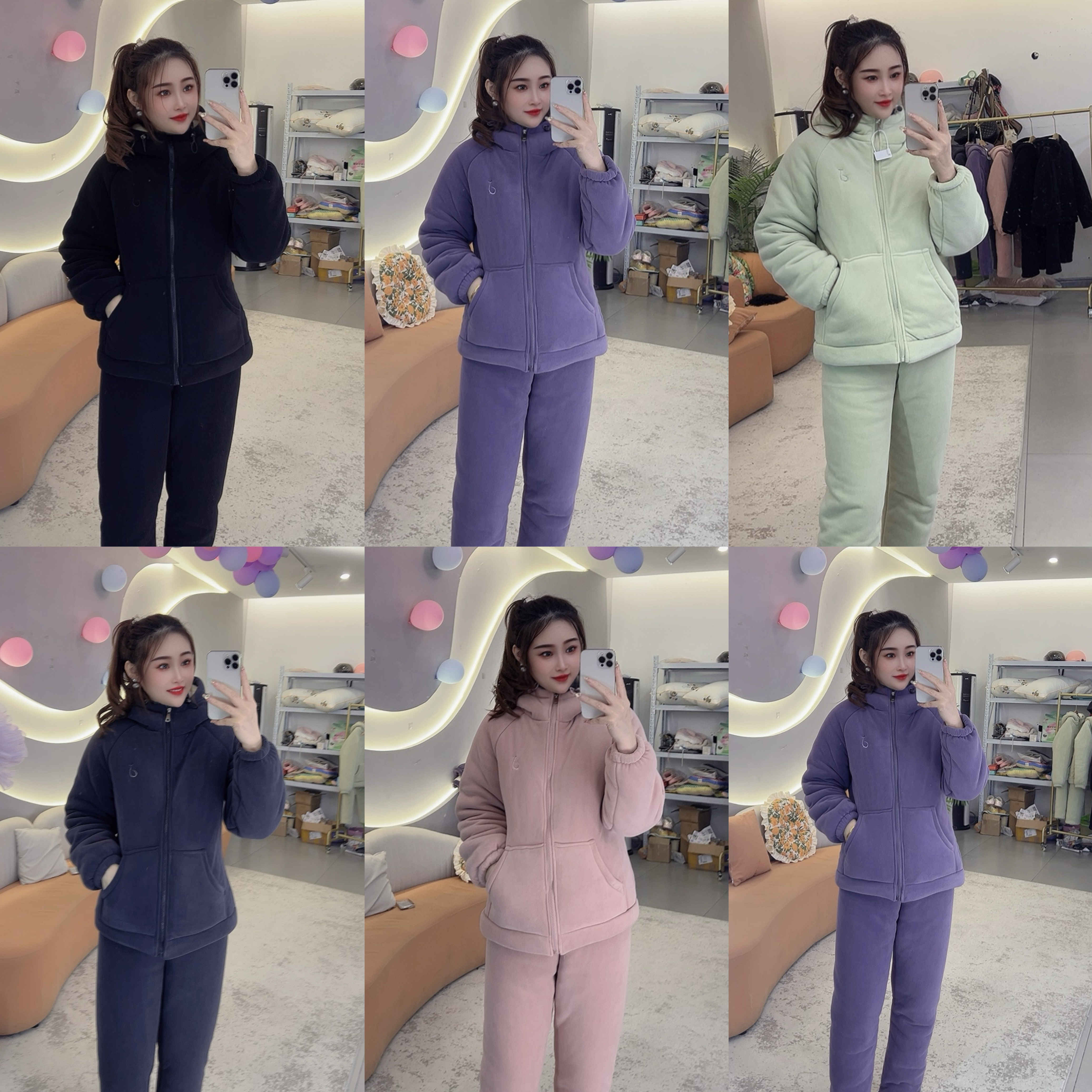 「运补6」花嫂家亲子款情侣款冬季三层加厚可外穿家居服套装 2568