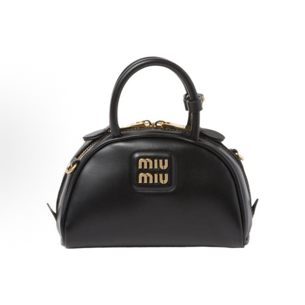 99新 MIU MIU/缪缪 黑金半月包小保龄球包手提包斜挎包