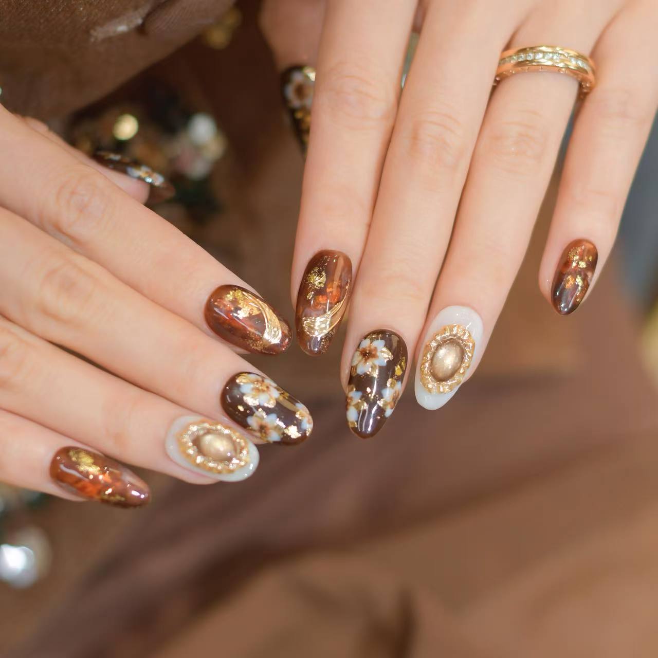 水彩晕染@【琥珀】寇丝妮 纯手工穿戴式美甲