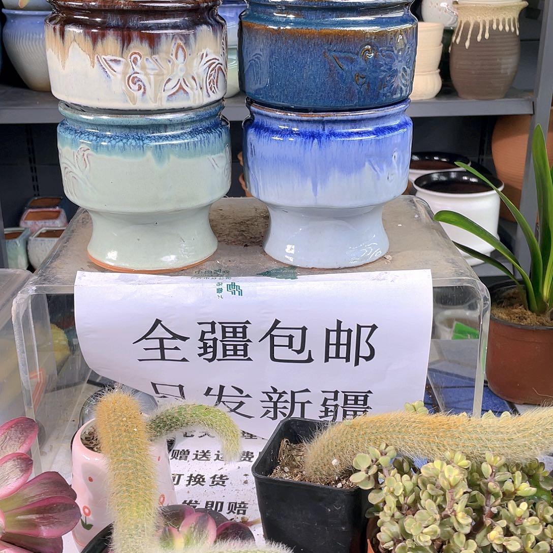 粗陶中号花盆四个装啊
