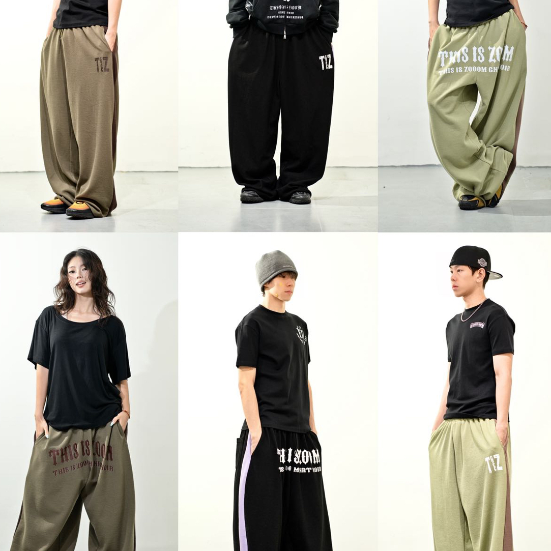 【水系裤4.0】Thisiszoom巨垂感华夫格撞色抽绳卫裤男女同款