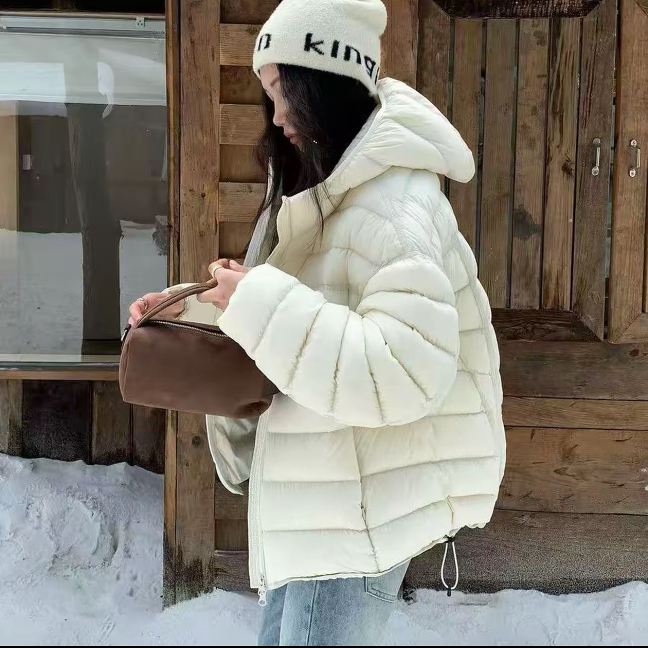 【90白鸭绒】排骨羽绒服女2025冬季新款连帽短款白鸭绒外套