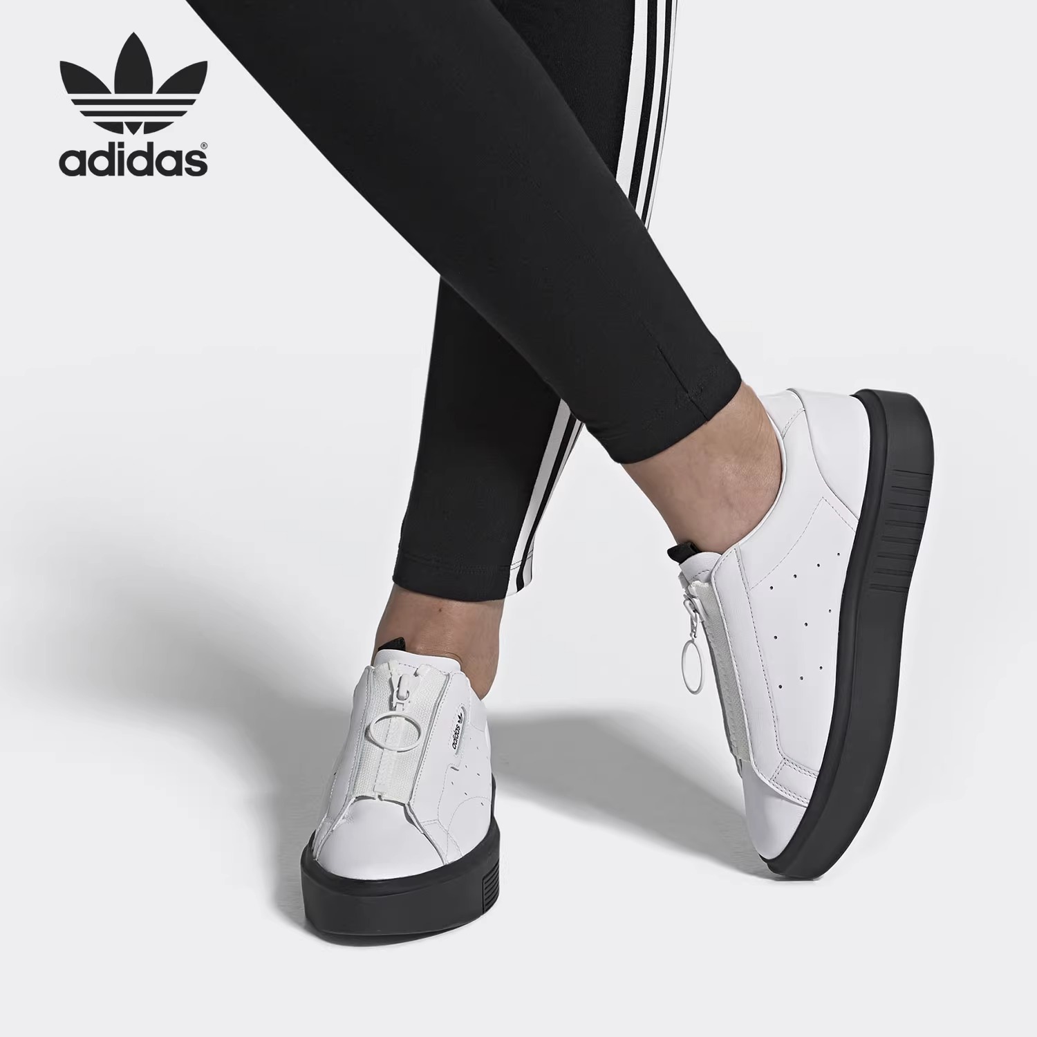 【微瑕】adidas 低帮 板鞋 女 款 黑白 EF1899
