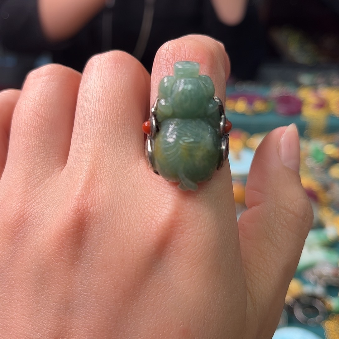 翡翠银S925镶嵌戒指双十二直降