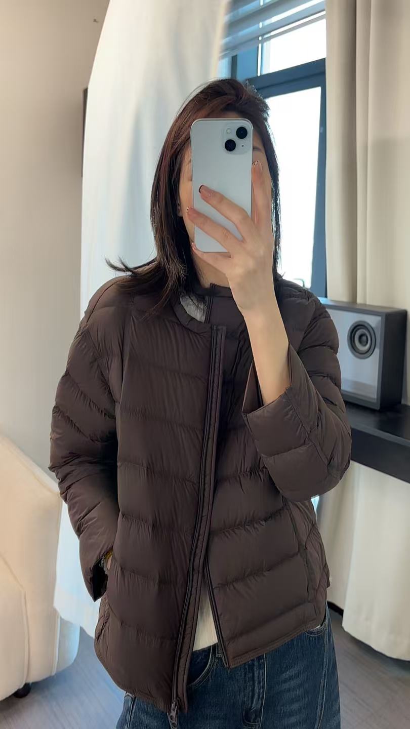 韩版宽松简约轻盈保暖圆领短款90白鸭绒排骨羽绒服外套