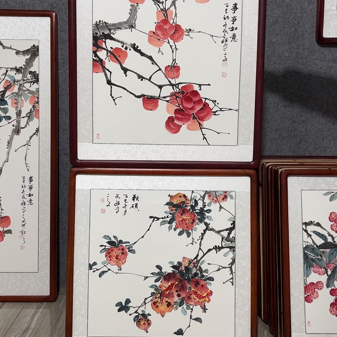国画书画作品带框63×63