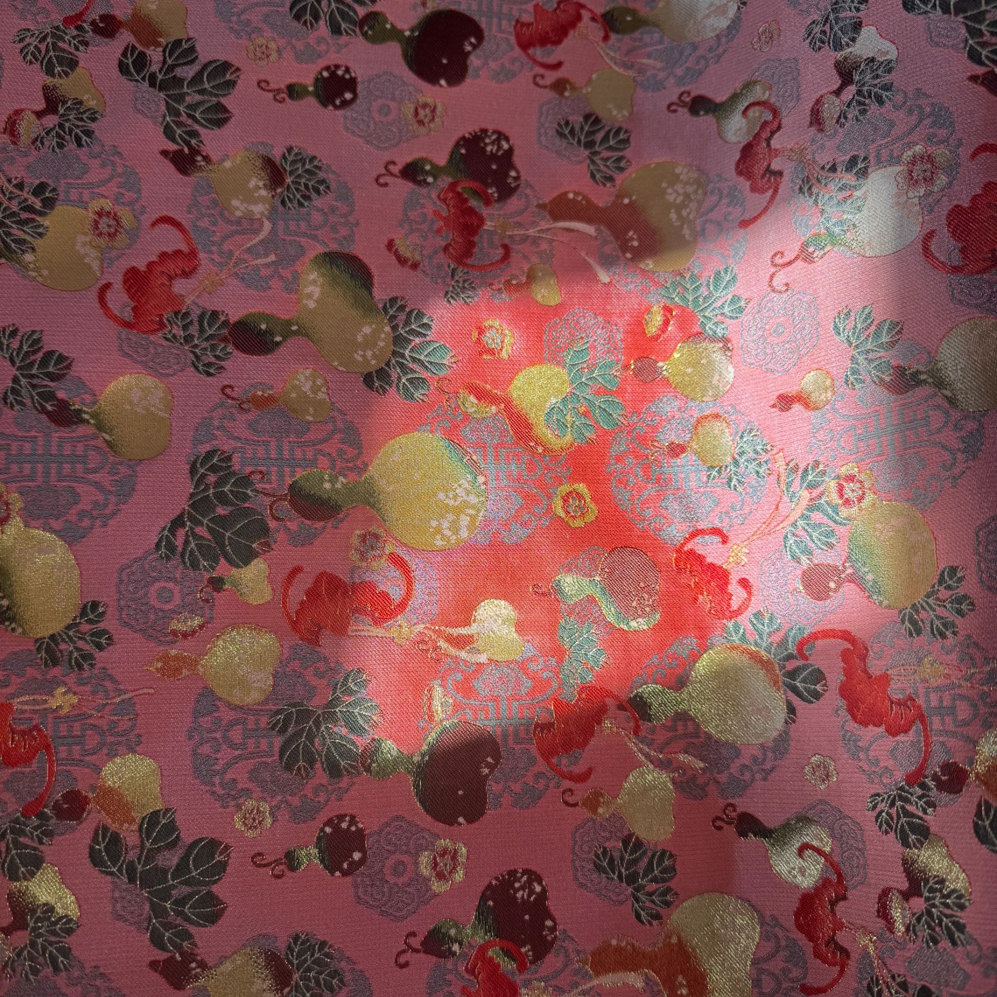 陆美英粉金葫芦宋锦面料