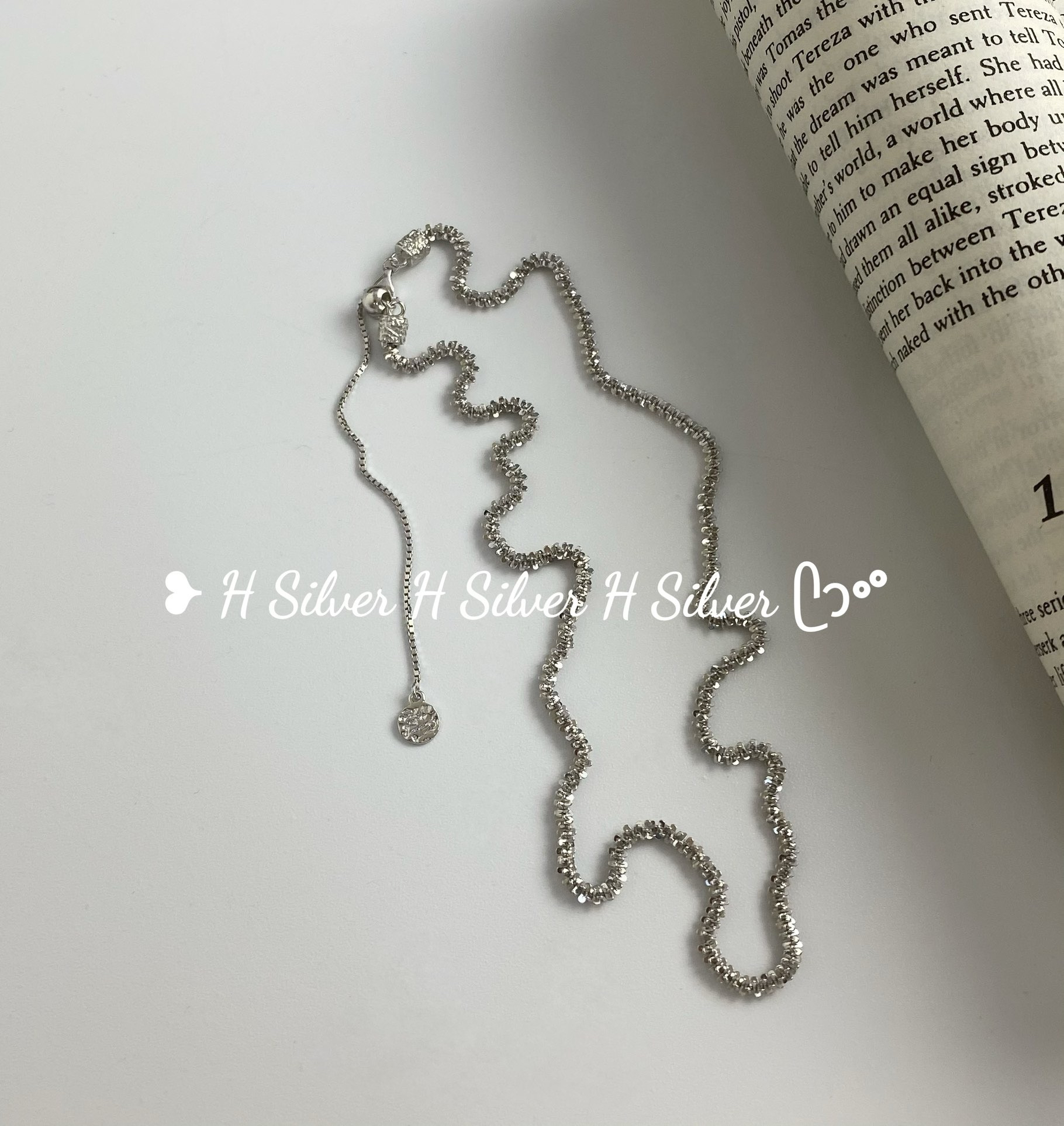 链子925银 爆闪爆米花抽拉项链40+10 Y71158时尚轻奢气质