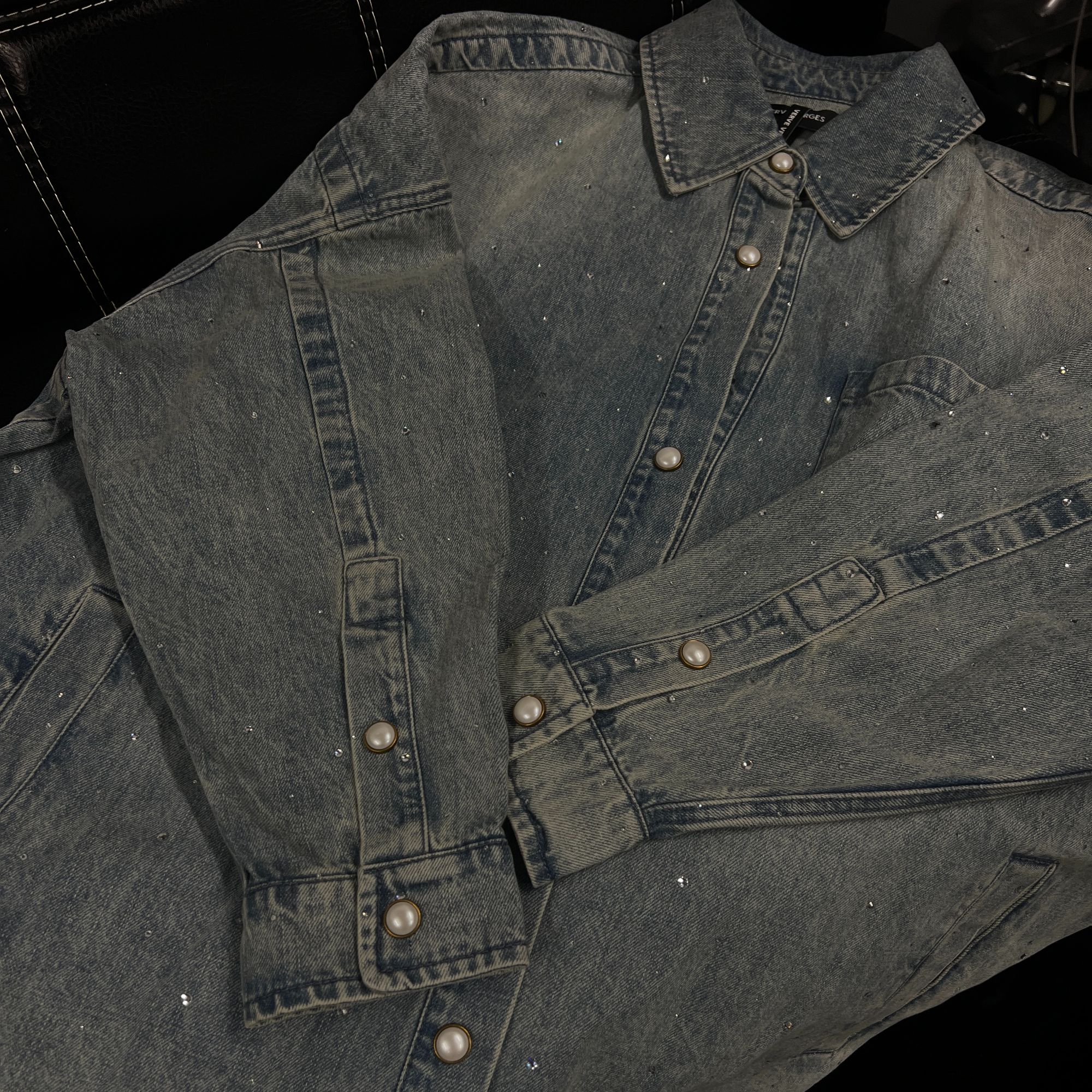 verve闪钻牛仔衬衫