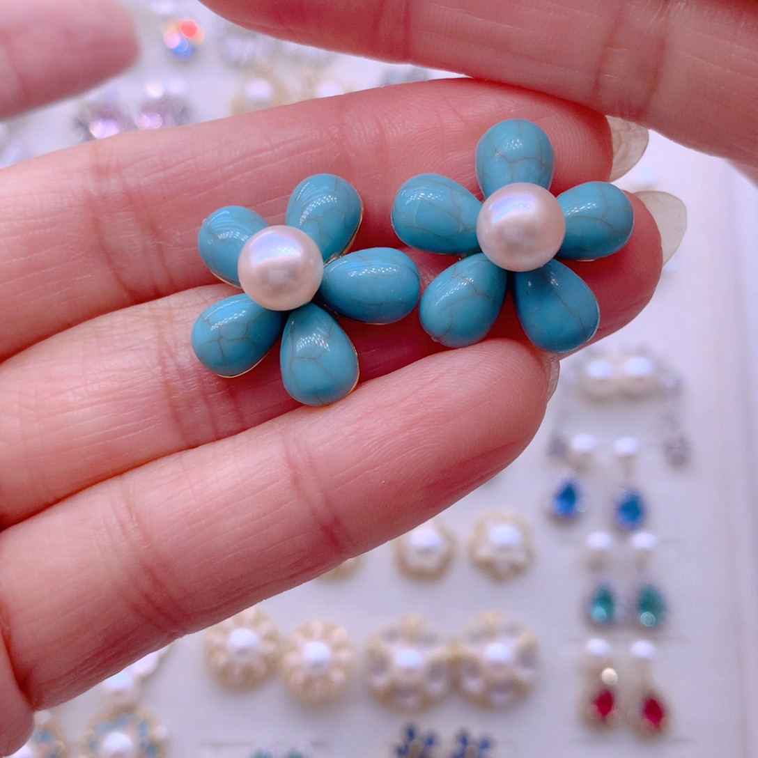 淡水珍珠耳饰合金