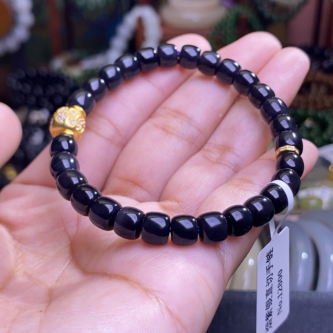 和田玉未镶嵌颈饰浓烟紫老矿料约7mm手串