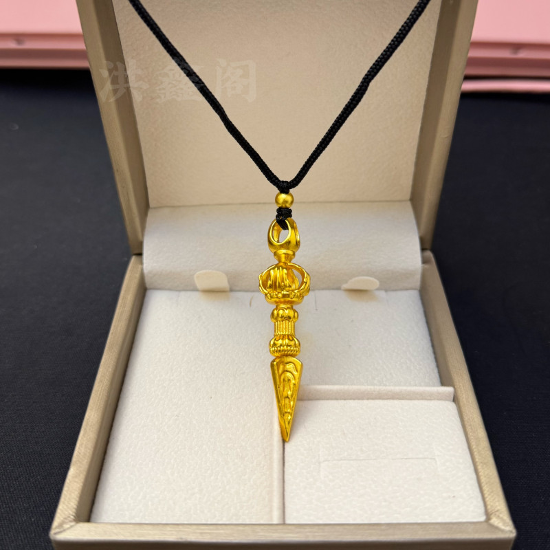 合金吊坠 十字金刚杵实心立体男女精工轻奢时尚百搭手工挂坠金色