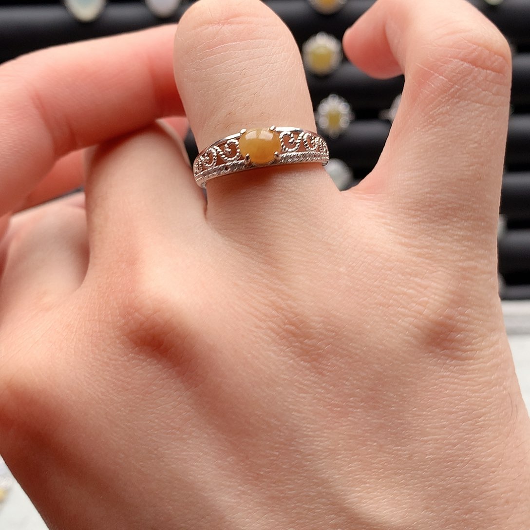 翡翠戒指银S925镶嵌0246