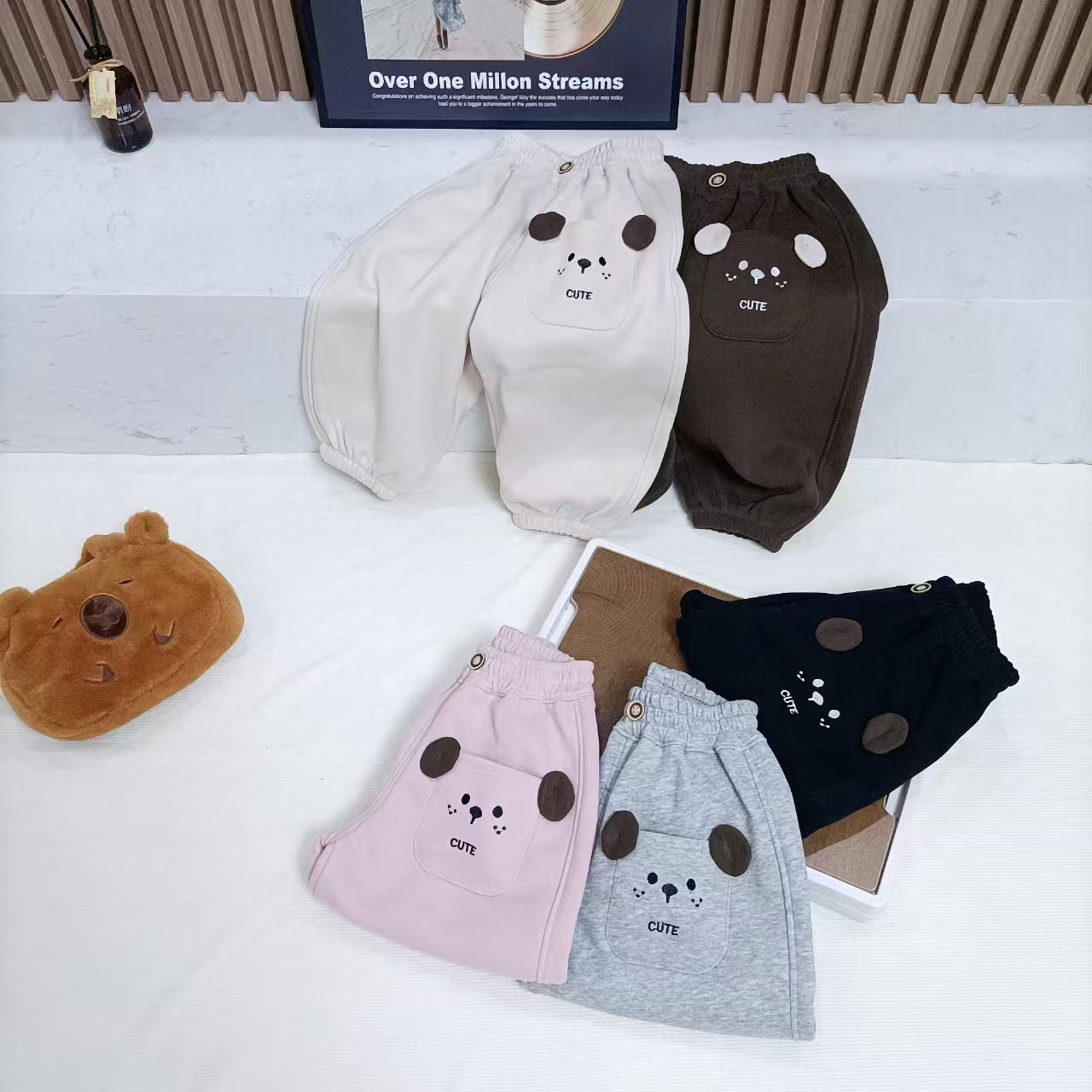 直播专属2025中性儿童韩版宽时尚百搭加绒卫裤