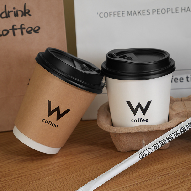 咖啡奶茶杯豆浆杯一次性纸杯欧美纸杯ins风加厚家用商用定制带盖