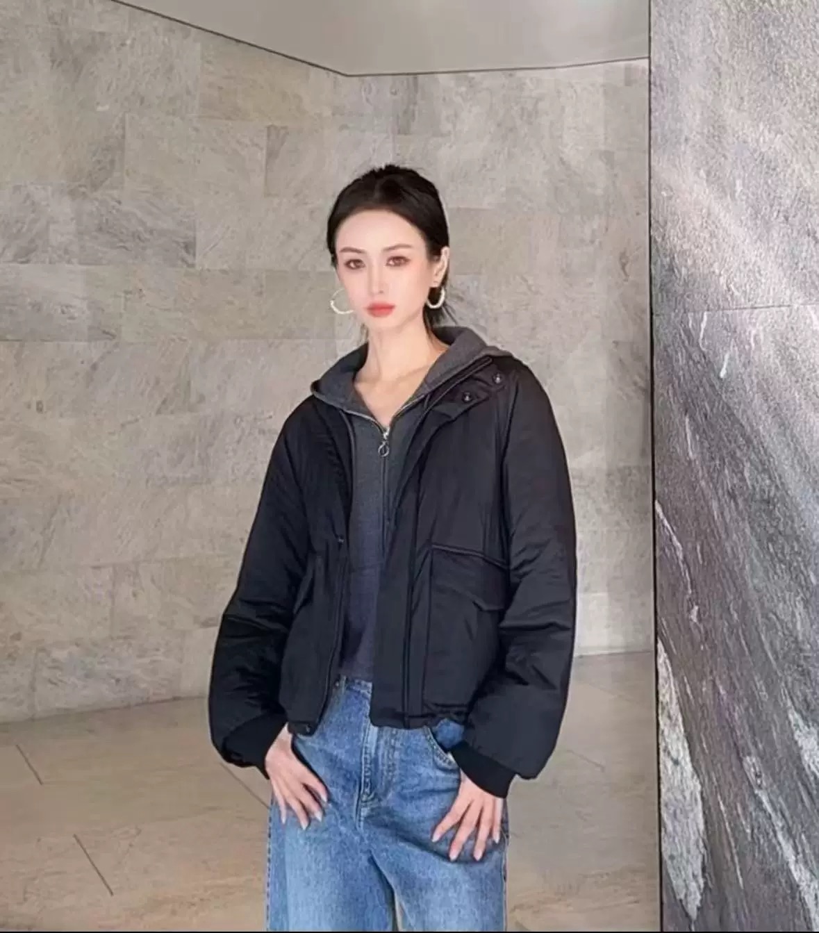 阿玛施/AMASS保暖立领透气短款常规棉服简约冬季潮流宽松540051