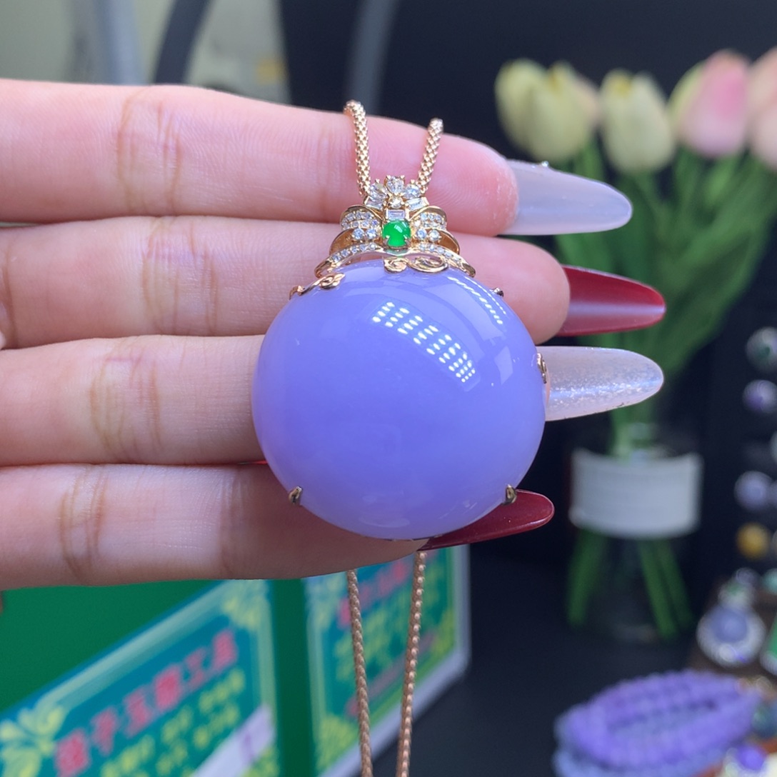 翡翠颈饰18K金镶嵌天然